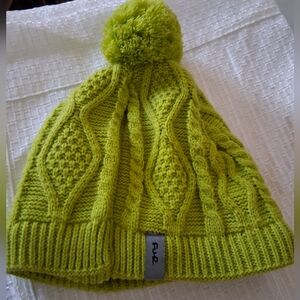 Ava Lime Green Cable Knit Pom Beanie